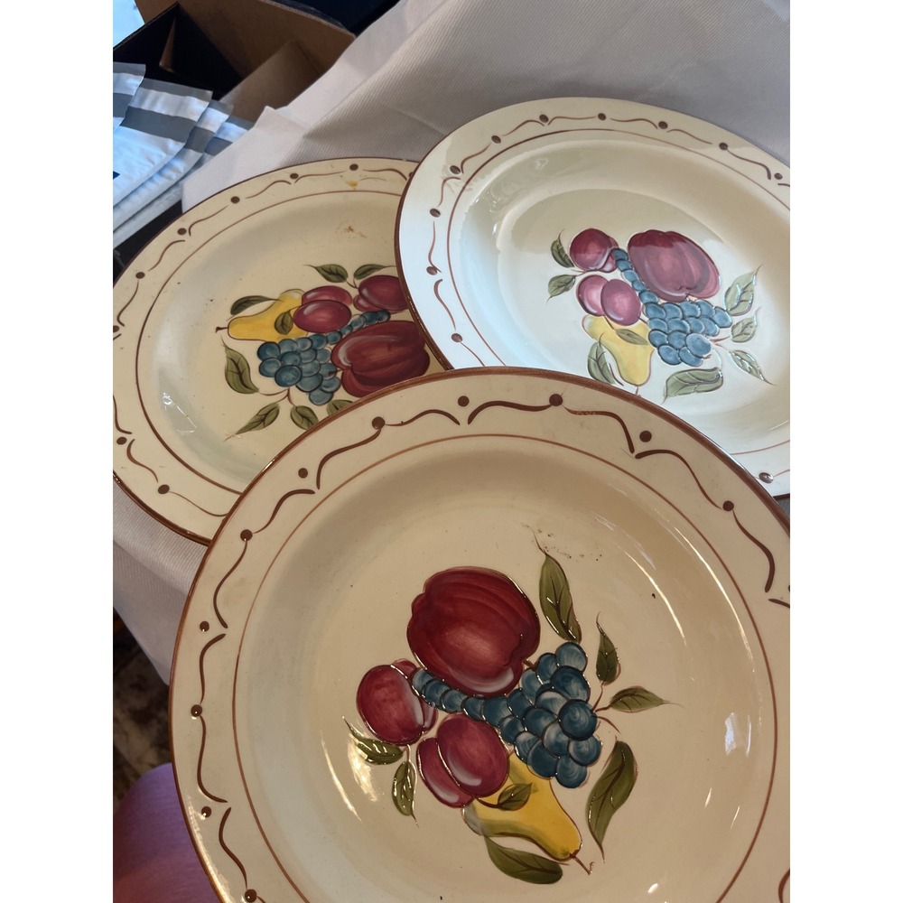 Set of 3‎ Around the Orchard Home China Dinner Plates Fruit Pattern